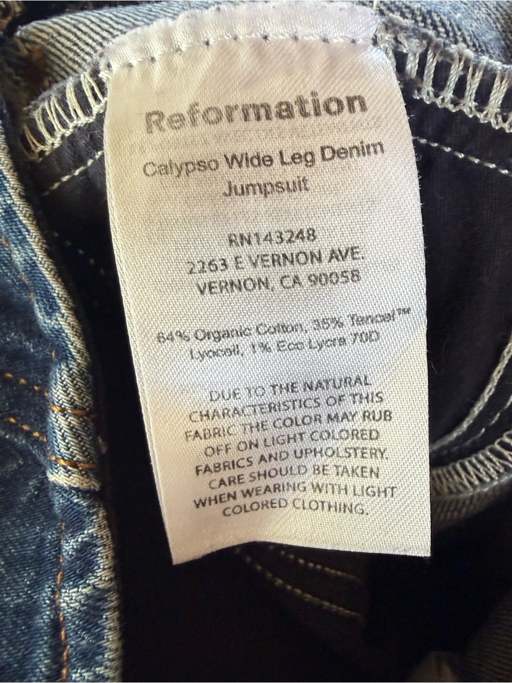 Reformation Calypso Wide Leg Denim Jumpsuit Moonstone - Size 2 - Picture 9 of 13